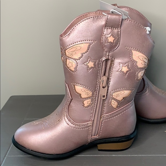 🦋 NWT girl’s pink Cat&Jack boots toddler size 5 - Picture 2 of 3